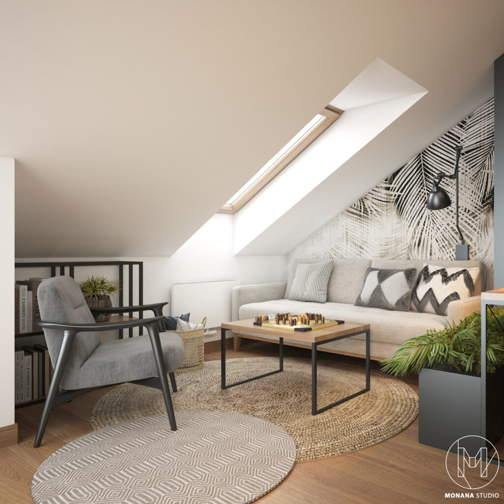 ECLECTIC – PROJEKT MIESZKANIA Z ANTRESOLA 70m2